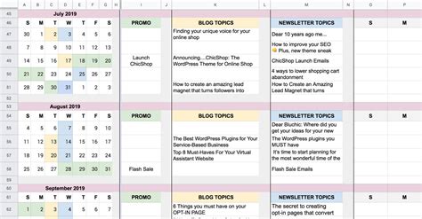 Content Calendar Template Google Sheets Free