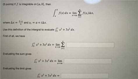 Solved Points If F Is Integrable On A B Then Sos Chegg