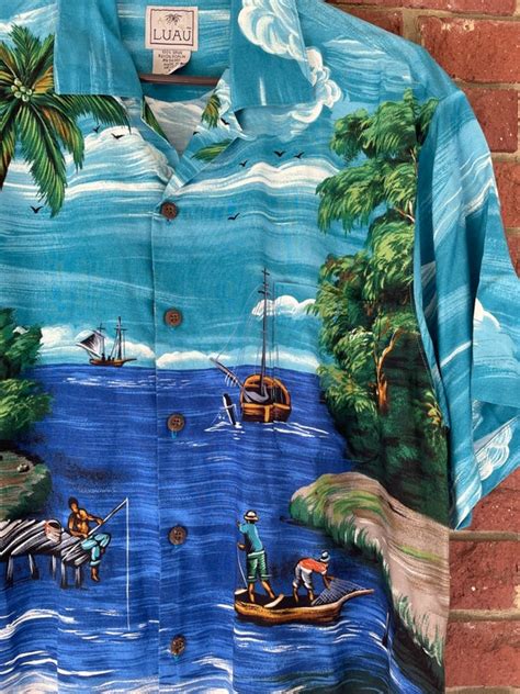 Vintage Hawaiian Shirt Luau Polynesian Hawaii Bbq … Gem