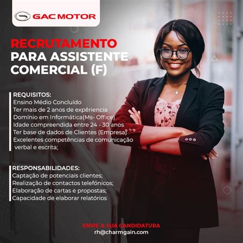 VAGA PARA ASSISTENTE COMERCIAL F Empregos Yoyota Angola Vagas De