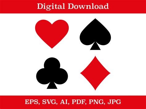 Playing Card Suits Digital File Hearts Card Svg Clubs Card Svg