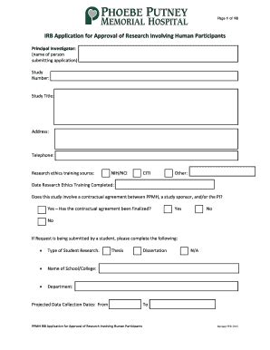 Fillable Online IRB Application For Initial Review Fax Email Print