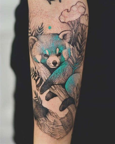 Turquise Panda Tattoo On The Inner Forearm