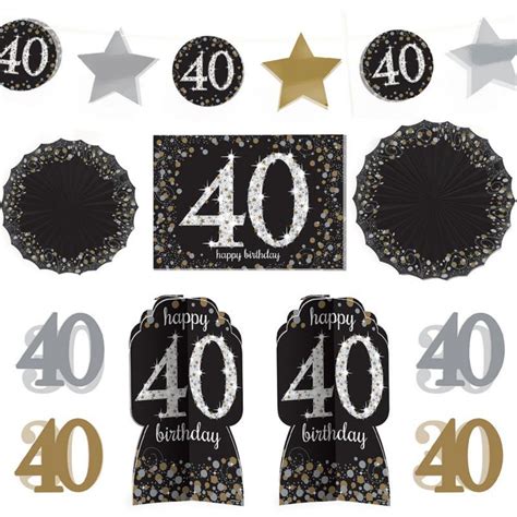 Sparkling Celebration 40th Birthday Room Decorating Kit 10 Pc Party