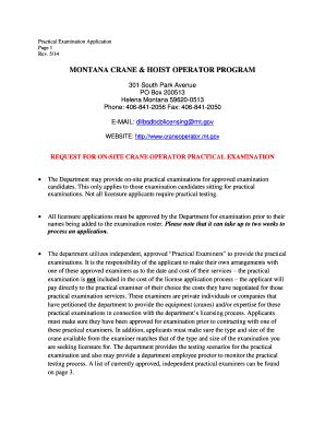 Fillable Online Bsd Dli Mt Montana Crane Hoist Operator Program