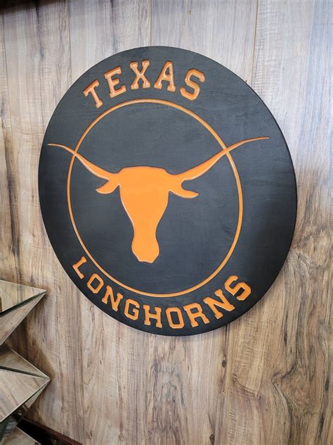 TEXAS LONGHORNS UNIVERSITY Logo Redondo De Madera Y Epoxy - Etsy