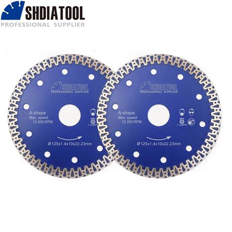 SHDIATOOL 2pcs Dia5 125mm Cutting Disc Hot Pressed Sintered A Shaped