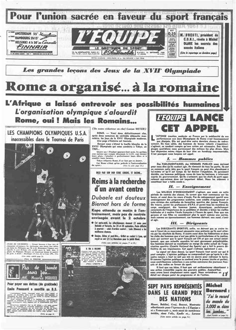 L Équipe Front Page from September 13 1960