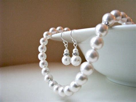 Bridesmaid Necklace And Earrings Set Pearl And By Mercuryjane