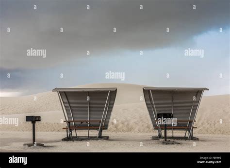 Space Age Picnic Shelters In White Sands National Monument In The