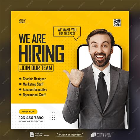 Premium Psd We Are Hiring Job Vacancy Square Banner Or Social Media