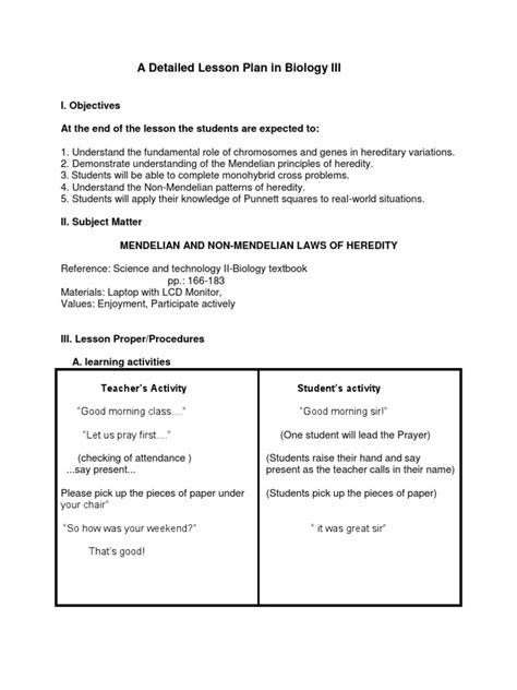 Genetics Lesson Plan Dominance Genetics Allele