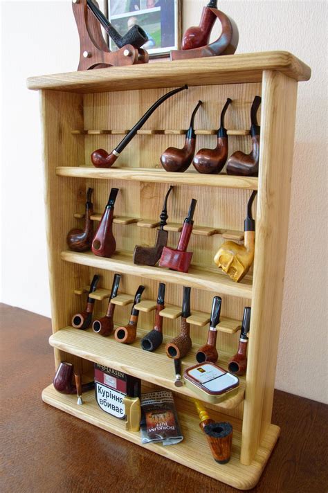 Pipe Cabinet Wooden Rack Display For Tobacco Pipes Wall Etsy