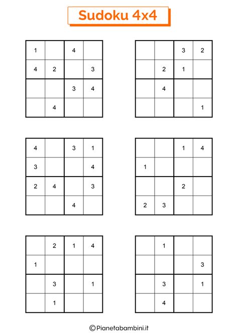 Sudoku Per Bambini Schemi Facili X Da Stampare Pianetabambini It