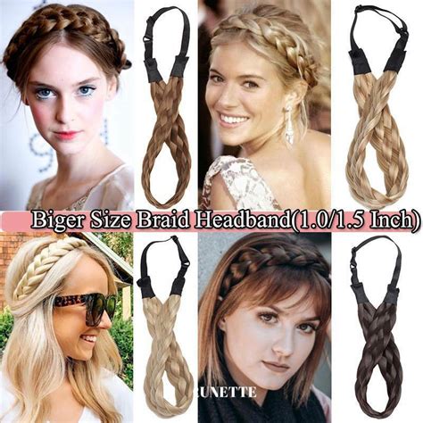 Brown Plaited Hair Band Braid Headband Real As Human Hairpieces Hair