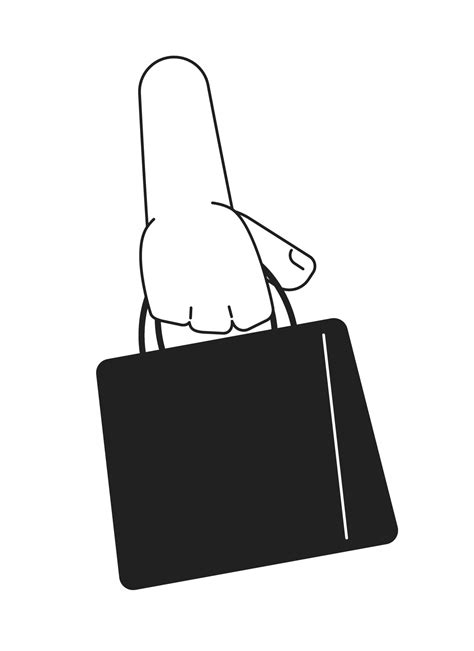 Holding shopping bag monochrome flat vector hand. Editable black and ...