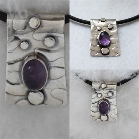 Amethyst Sterling Silver Artistic Pendant Necklace