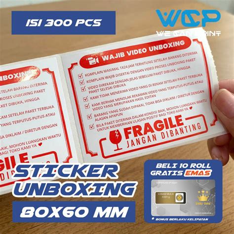 Jual Label Sticker Fragile 80x60 Wajib Video Unboxing Stiker Jangan