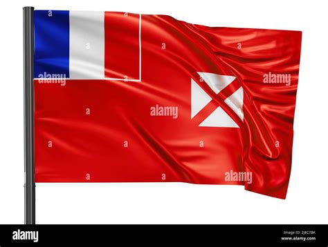 Wallis And Futuna National Flag Waving In The Wind Isolated On White