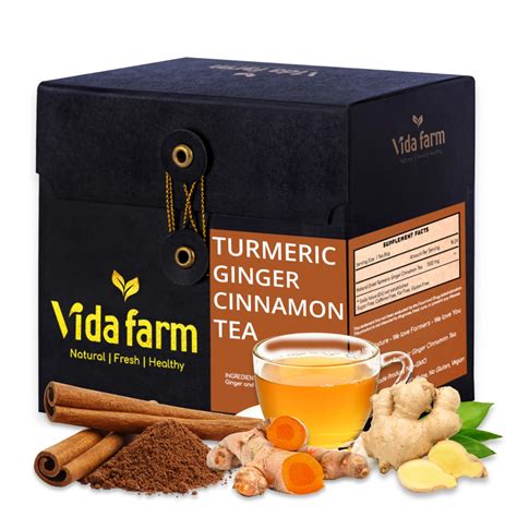 100 Turmeric Ginger Cinnamon Tea Bags Golden Spice