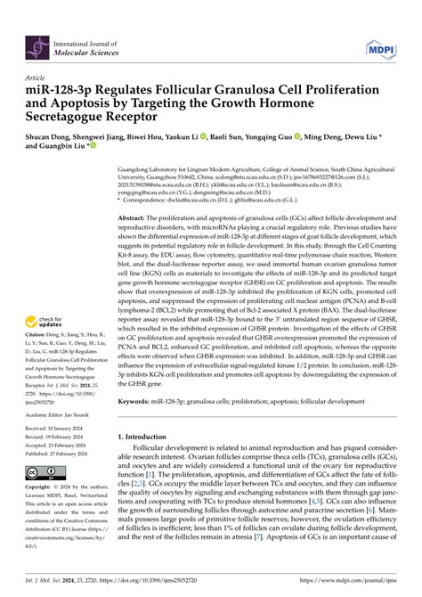 Pdf Mir P Regulates Follicular Granulosa Cell Proliferation And