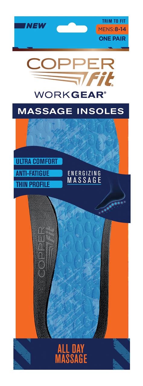 Copper Fit® Work Gear Massage Foam Insoles Ultra Comfort Anti Fatigue