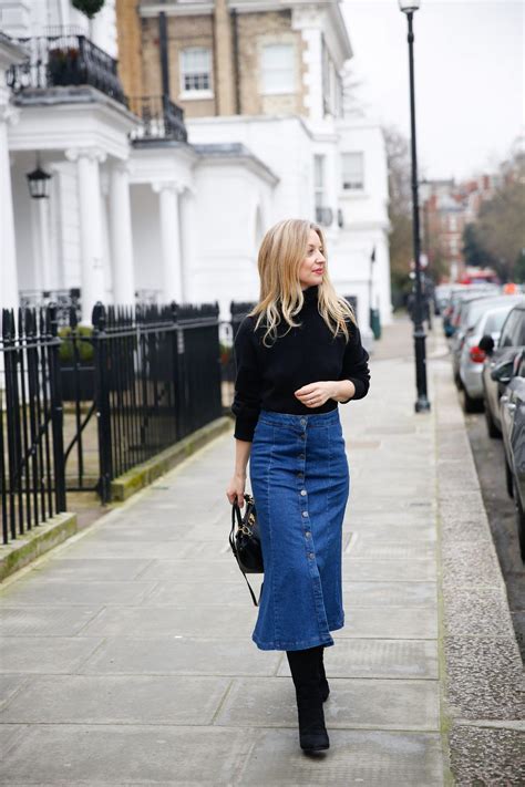 The Return Of The Denim Midi Skirt The Stylist The Wardrobe Midi