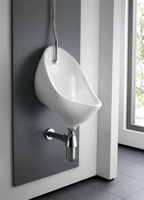 Twyford Clifton Pair Of White Urinal Set With Exposed Flush Pipe And