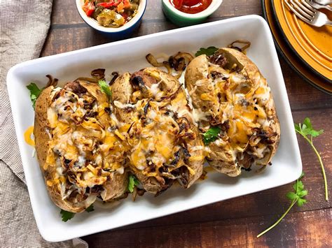 Philly Cheesesteak Loaded Baked Potatoes