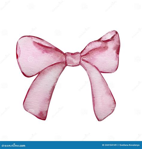 Watercolor Pink Bow Watercolor Pink Bow Stock Illustration