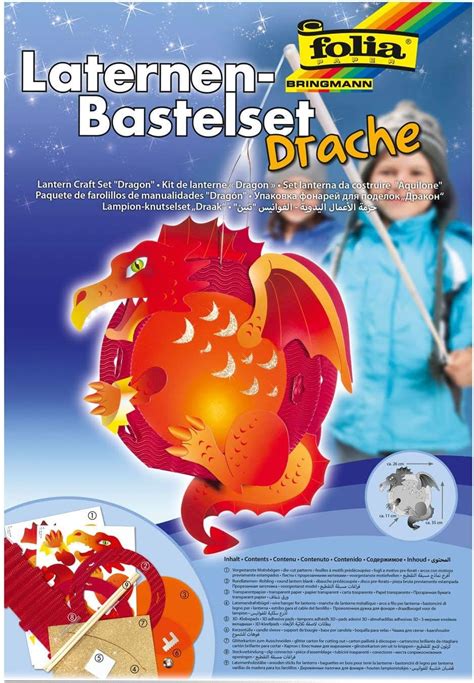 Folia 94106 Laternen Bastelset Drache Ca 35 X 26 X 11 Cm