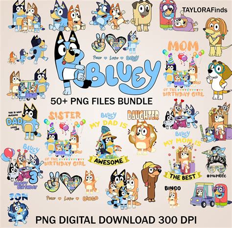 Bluey Theme Pack Bluey Png Bundle Cut Files Bluey Clipart Pngs