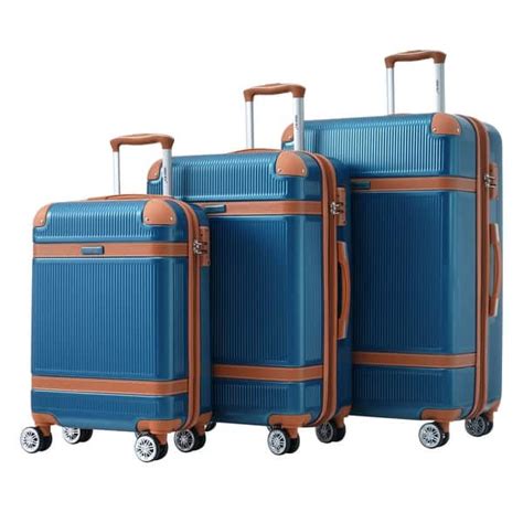 Lightweight Luggage Sets 3 Piece Double Spinner Wheels Suitcase w ...