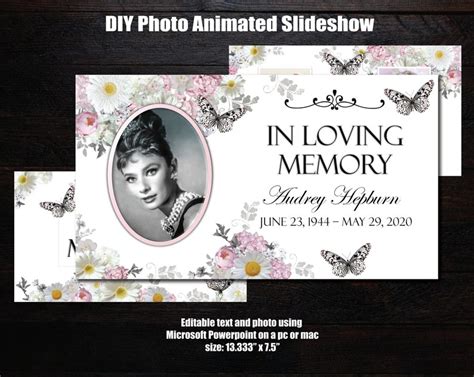 DIY Memorial Photo Slideshow Powerpoint Pink White Flowers Etsy