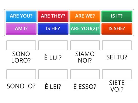 FORMA INTERROGATIVA DEL VERBO TO BE Match Up