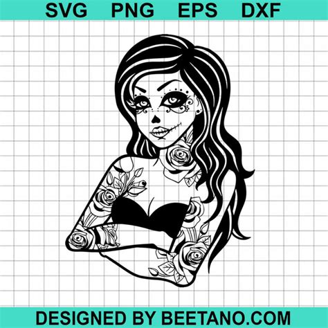 Sugar Skull Woman Svg Sugar Skull Face Svg Mexico Woman Svg