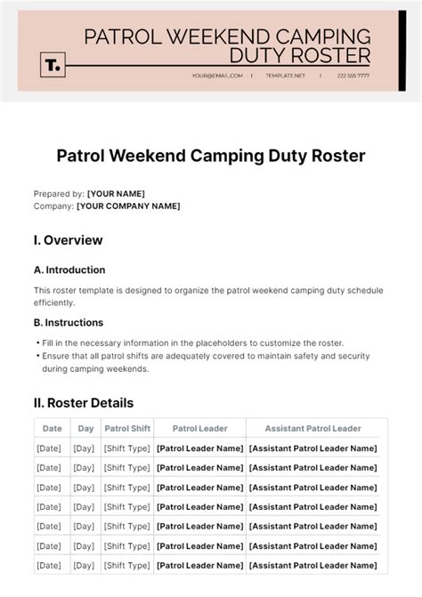 Free Duty Roster Templates, Editable and Printable