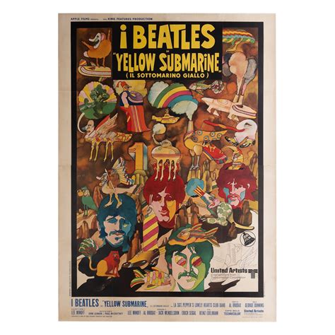 Yellow Submarine Original Italian Film Movie Poster, 1968 4 FOGLIO, Linen Backed For Sale at ...