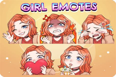 Custom Twitch Emotes With Red Hair [1] Graphic By Fromporto · Creative Fabrica