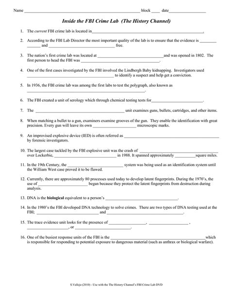 Forensic Science Worksheet Answer Key