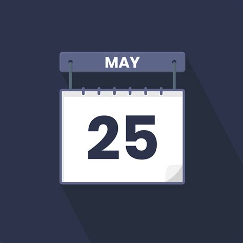 25th May Calendar Icon May 25 Calendar Date Month Icon Vector