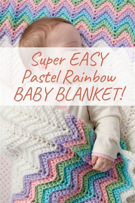 Super Easy Pastel Rainbow Baby Blanket Crochet Ripple Baby Blanket