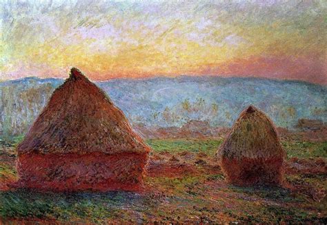 Grainstacks At Giverny Sunset By Claude Oscar Monet Hand Painted Oil