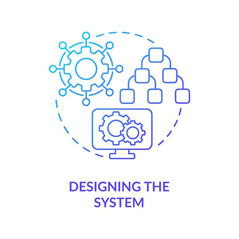 Designing system blue gradient concept icon. Info system development ...