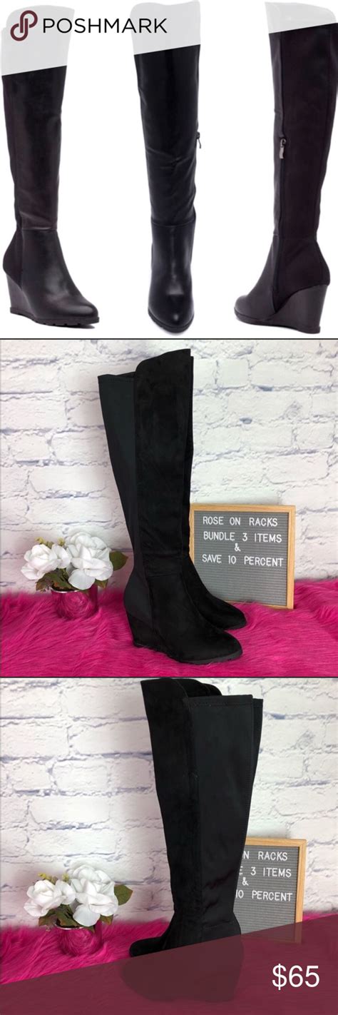 Catherine Malandrino Wedgy Knee High Black Boot Size