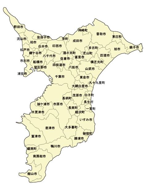 千葉県の地図54市町村 37市16町1村 を表記しています 千葉 地図 イラストマップ 地図