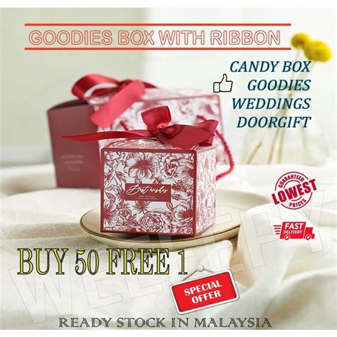 Wb02 Wedding Floral Goodies Box Kotak Doort Kahwin Doort Box Candy Box Kotak Gula Gula