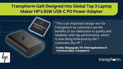 HP Selects Transphorm S GaN FET For Its 65 W USB C PD PPS Power Adapter