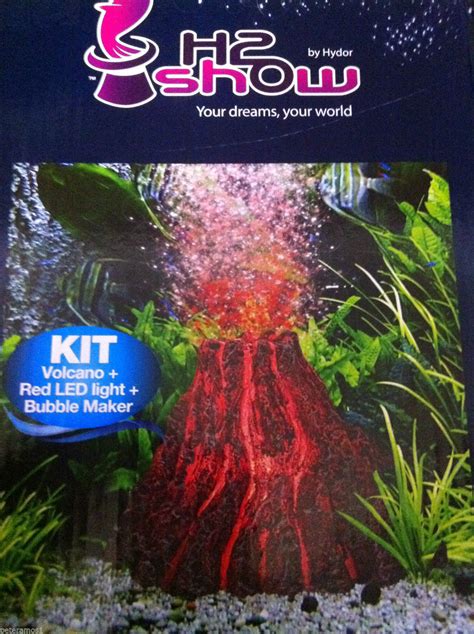 Hydor H Show Aquarium Kit Volcano Red Led Light Air Bubble Maker