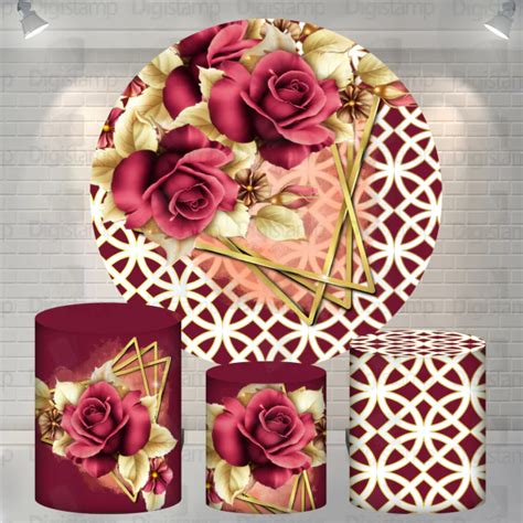 Kit Painel Trio De Cilindros Sublimados Floral Kit